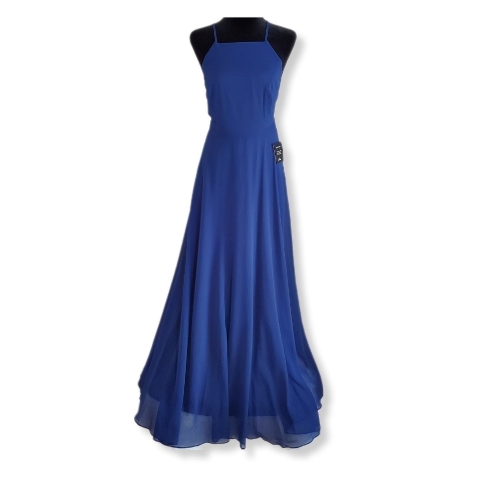 Lulus Mythical Kind of Love Navy Blue Halter Maxi Dress Sz S